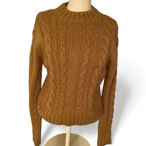 CARAMEL CABLE KNIT CROPPED SWEATER SIZE SMALL Z SUPPLY TAN SWEATER EXCELLENT